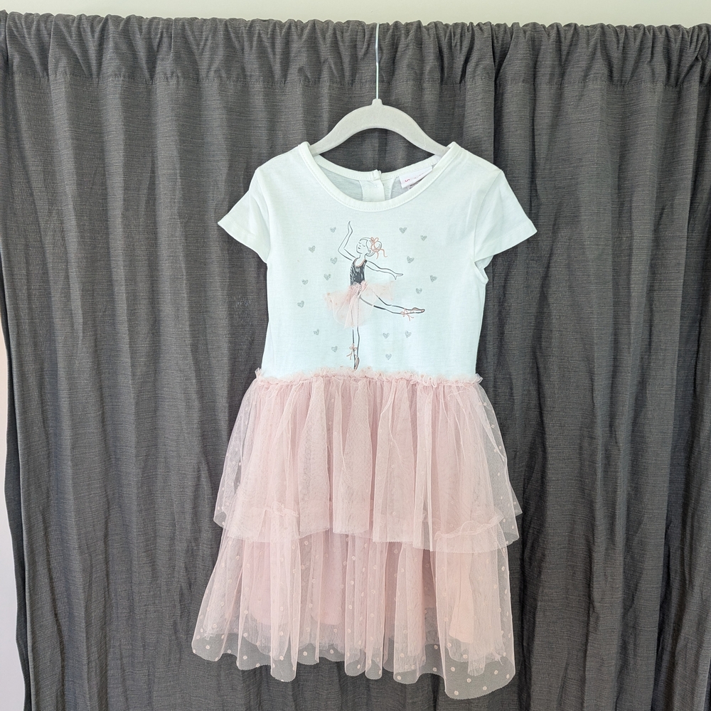 Little Lass Pink and White Dress Set